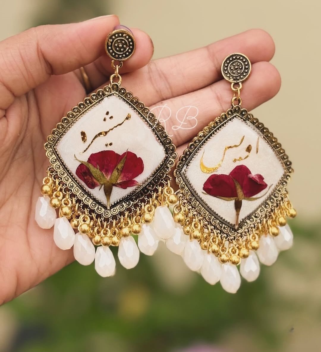 "Rose Jhumka - Resin Bouquet"