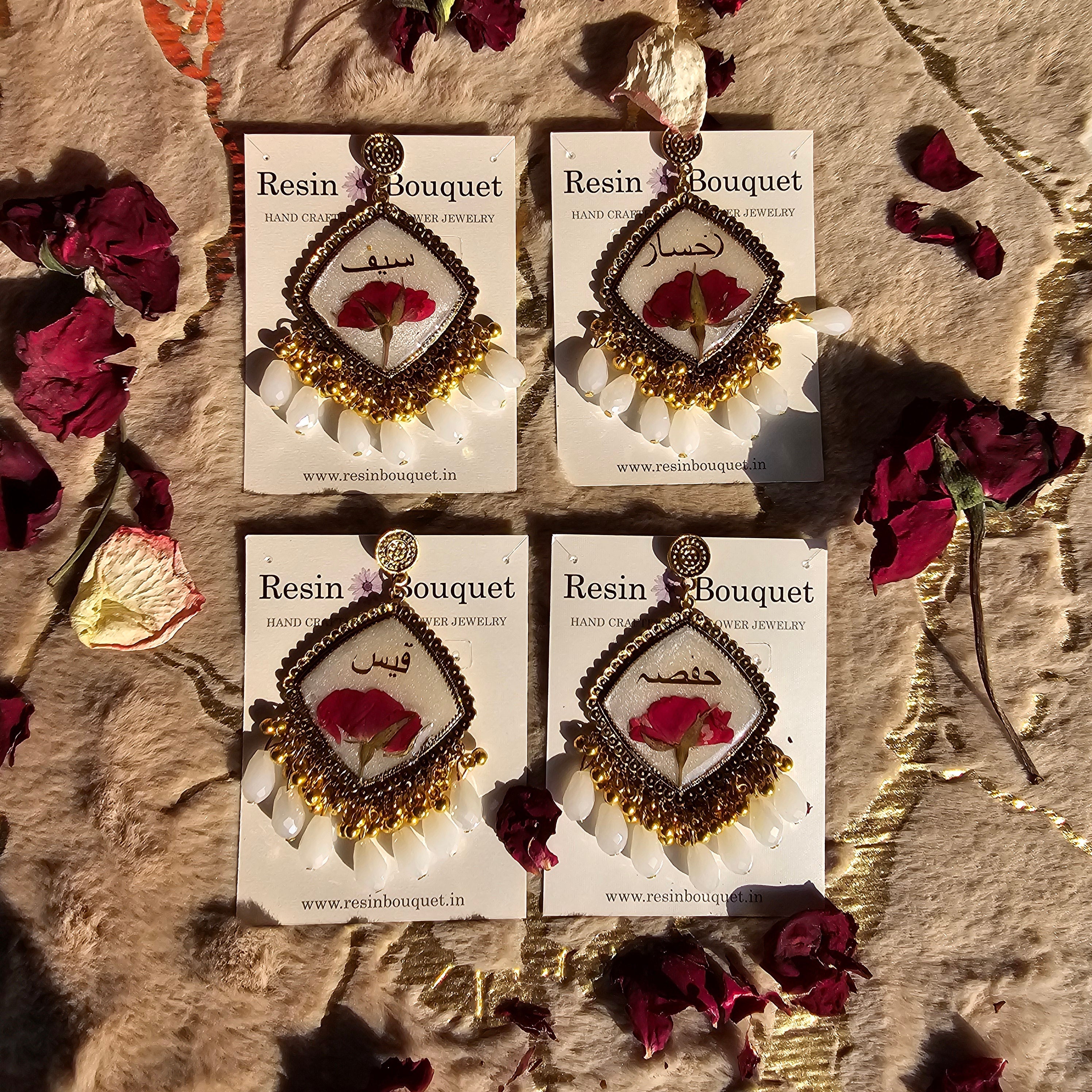 "Rose Jhumka - Resin Bouquet"