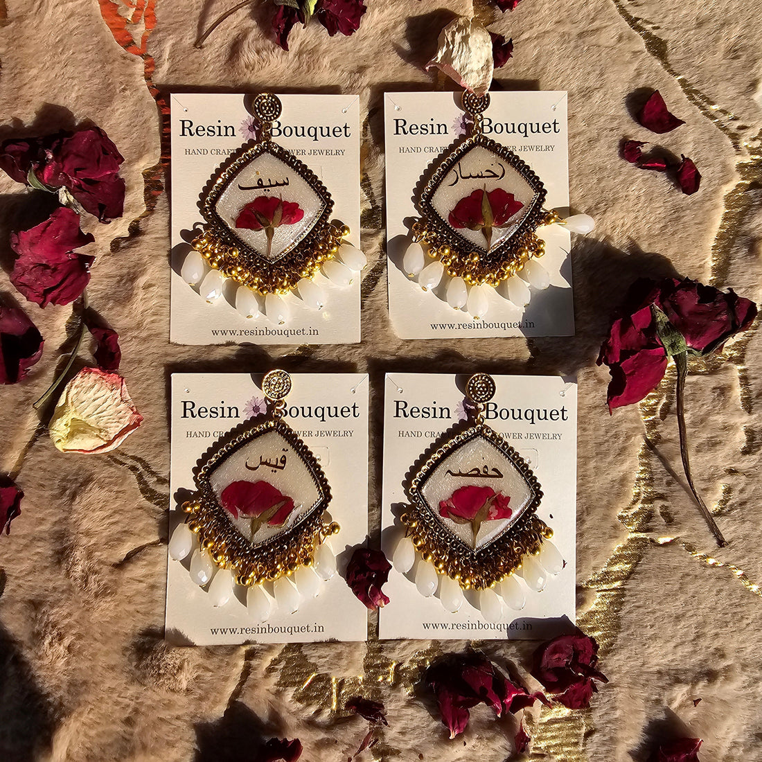 "Rose Jhumka - Resin Bouquet"