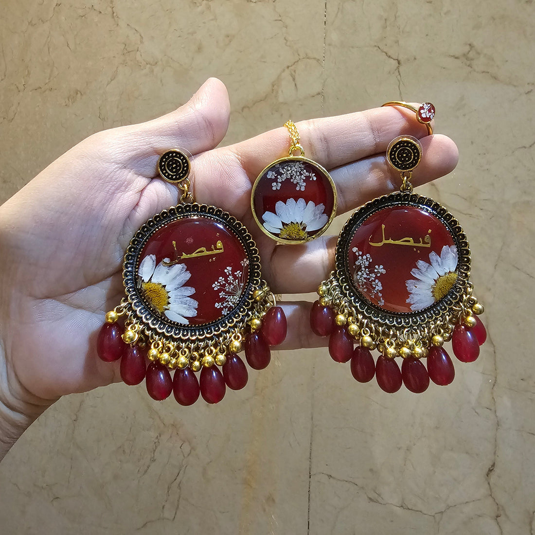 "Bahar Jhumka - Resin Bouquet"