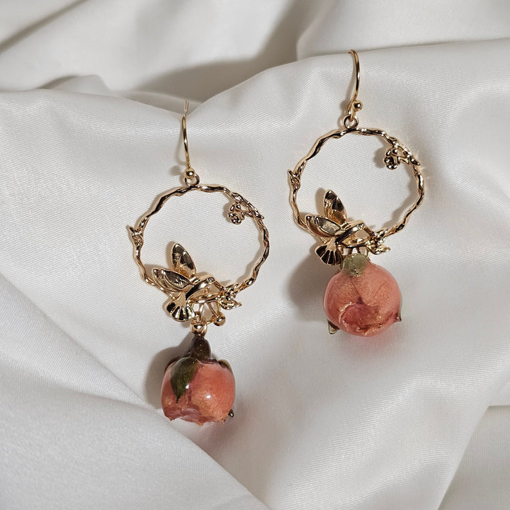 "Rose Bud Earrings - Resin Bouquet"
