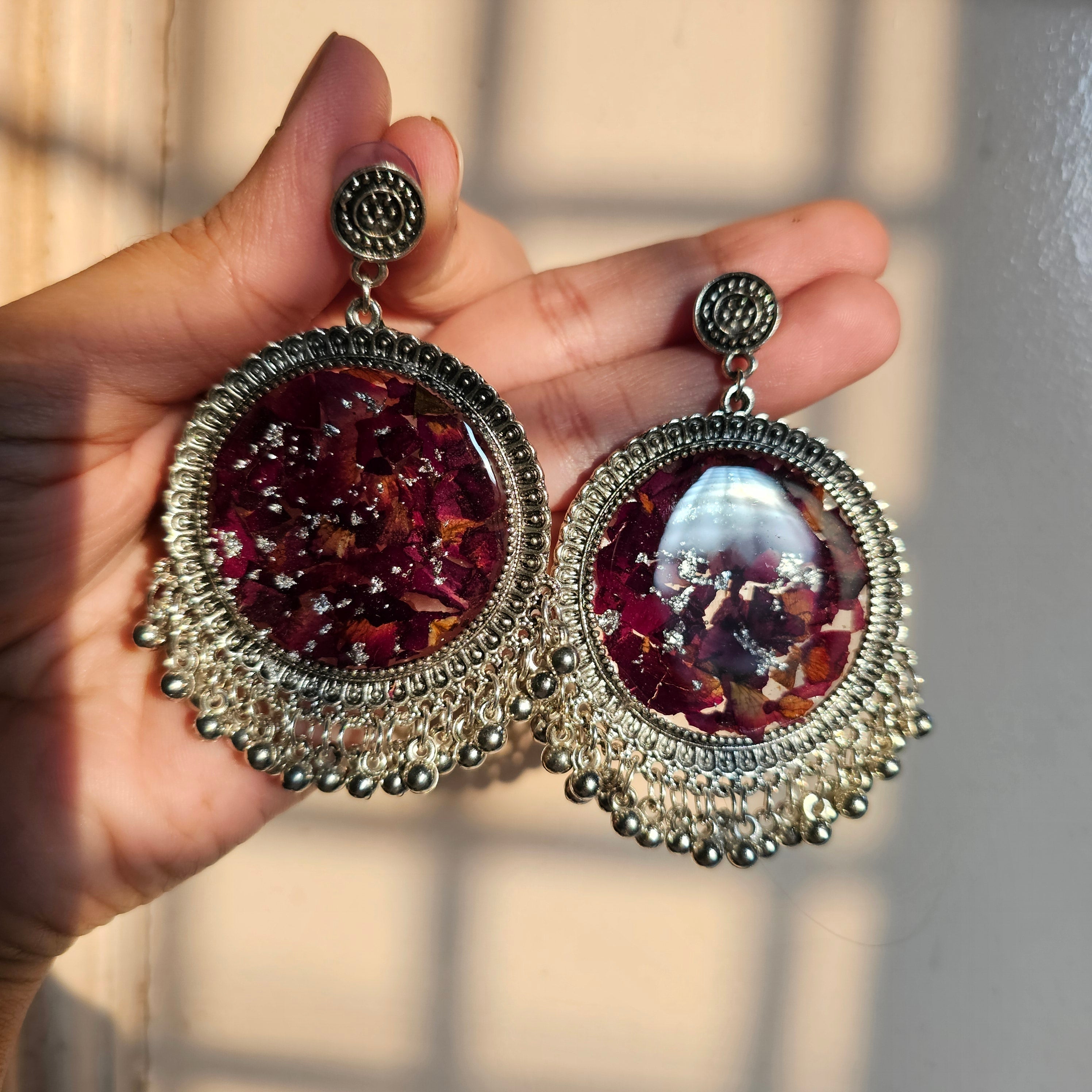"Rose jhumka - Resin Bouquet"