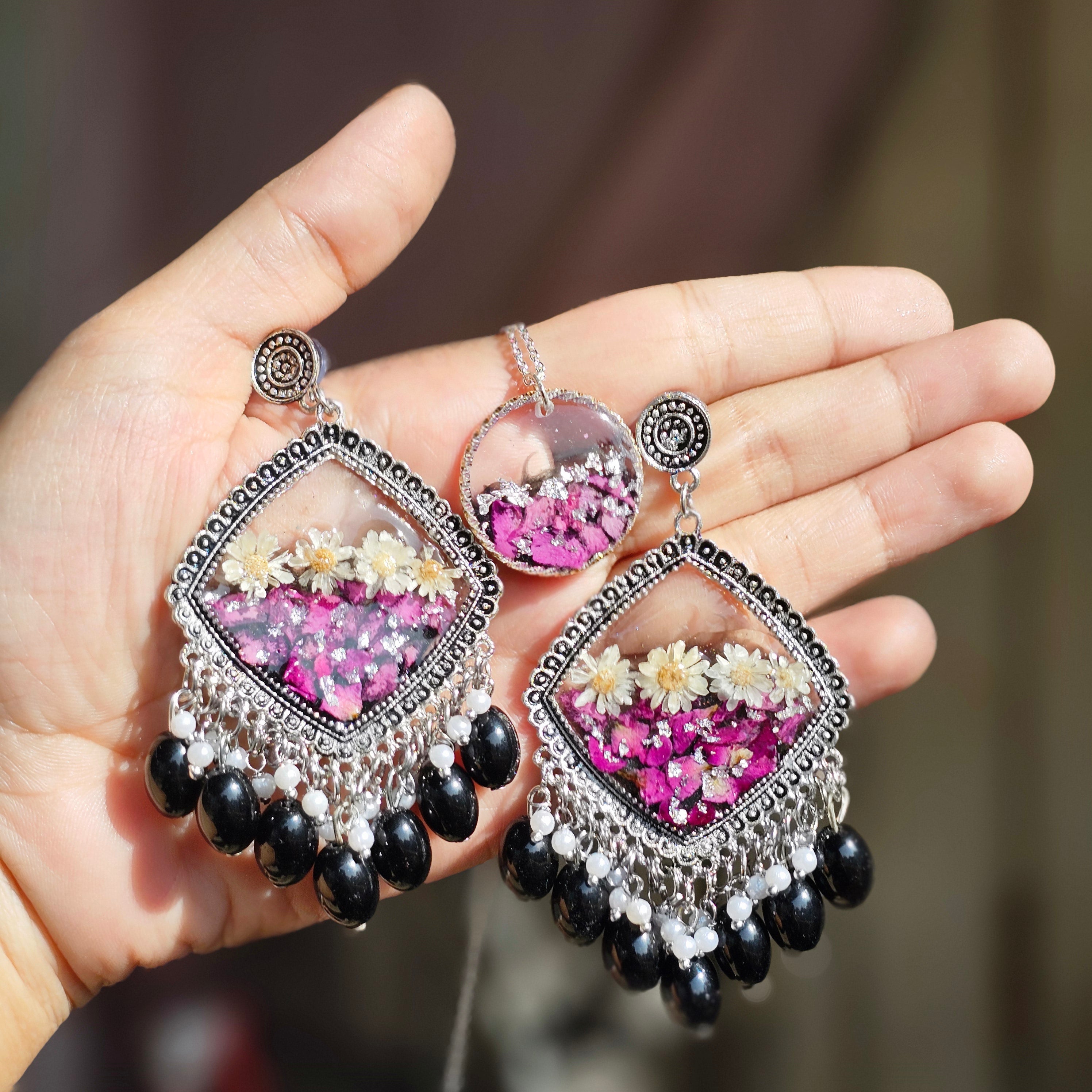 "Eidi jhumka - Resin Bouquet"