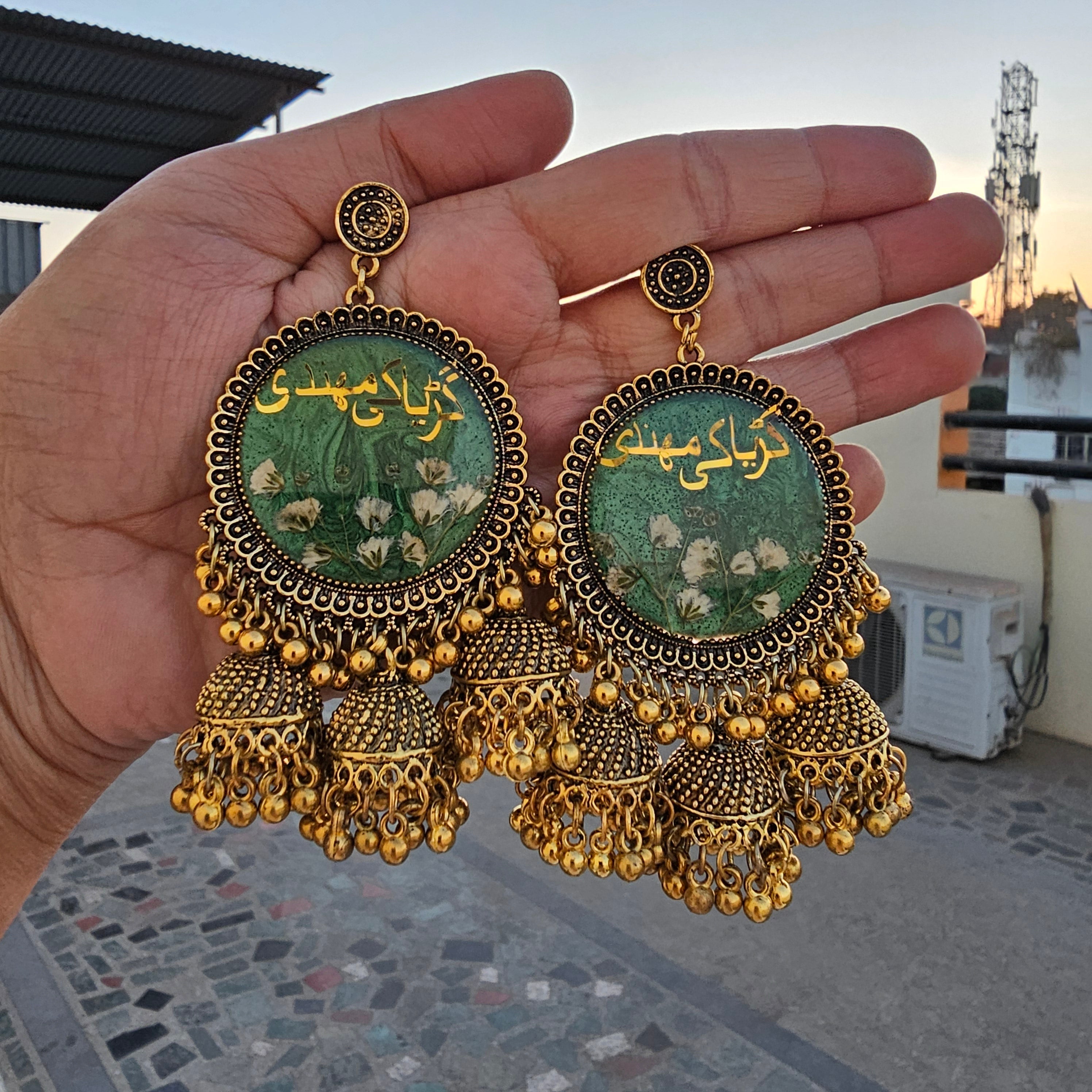 "mehndi jhumka - Resin Bouquet"