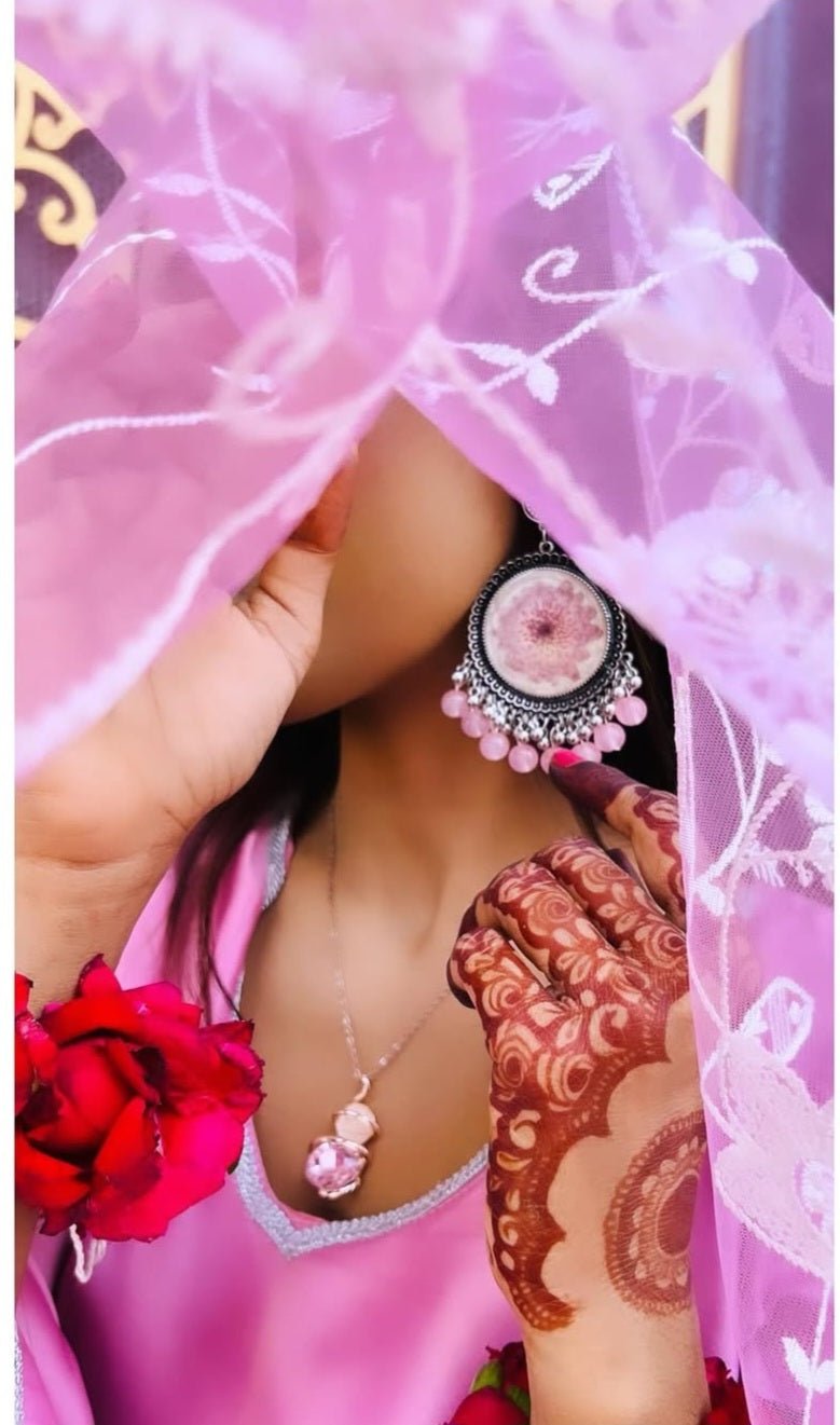 "Royal Bloom Resin Jhumkas - Resin Bouquet"