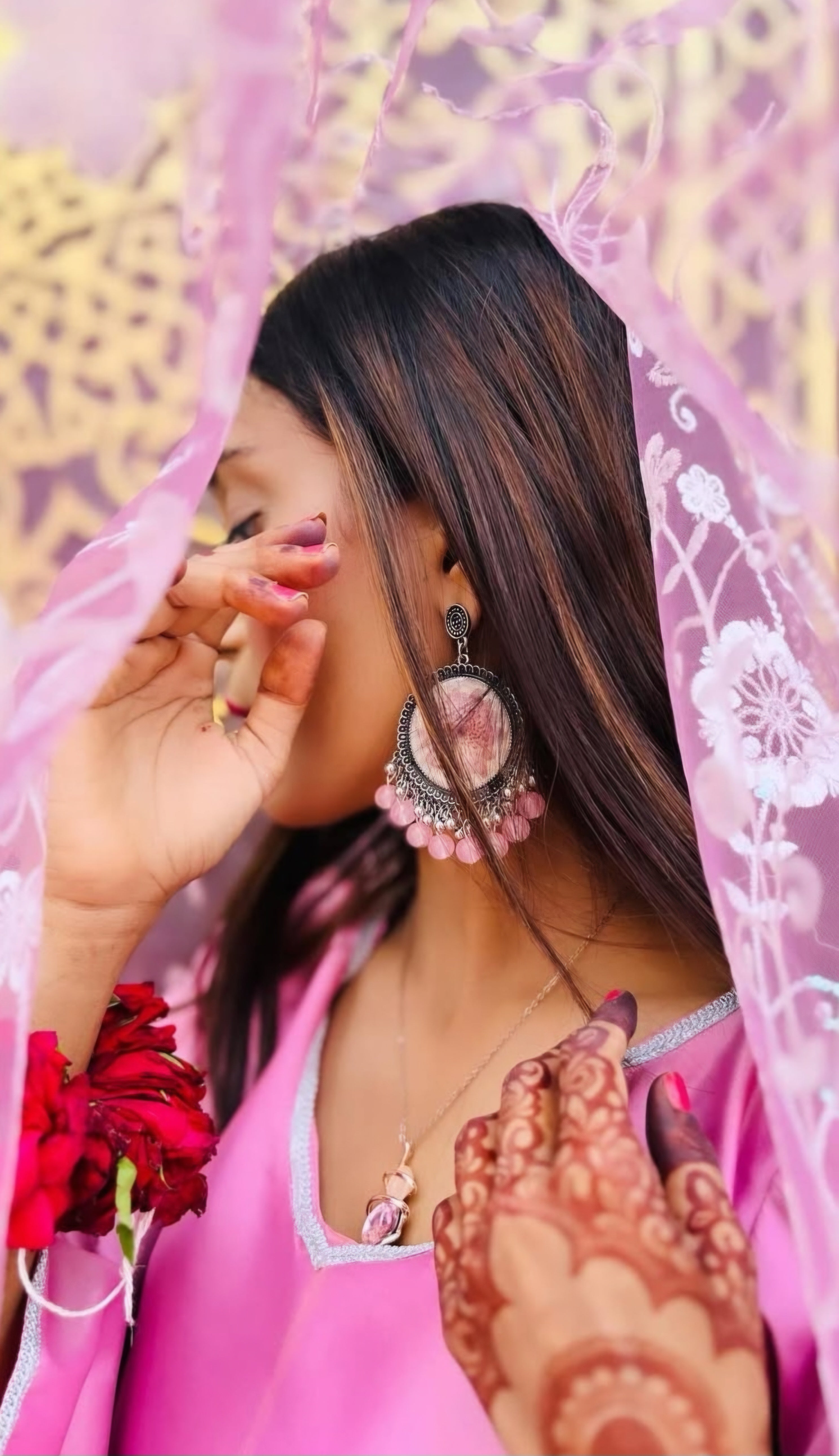 "Royal Bloom Resin Jhumkas - Resin Bouquet"