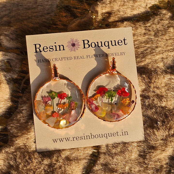 "Opal Garden Resin Earrings - Resin Bouquet"