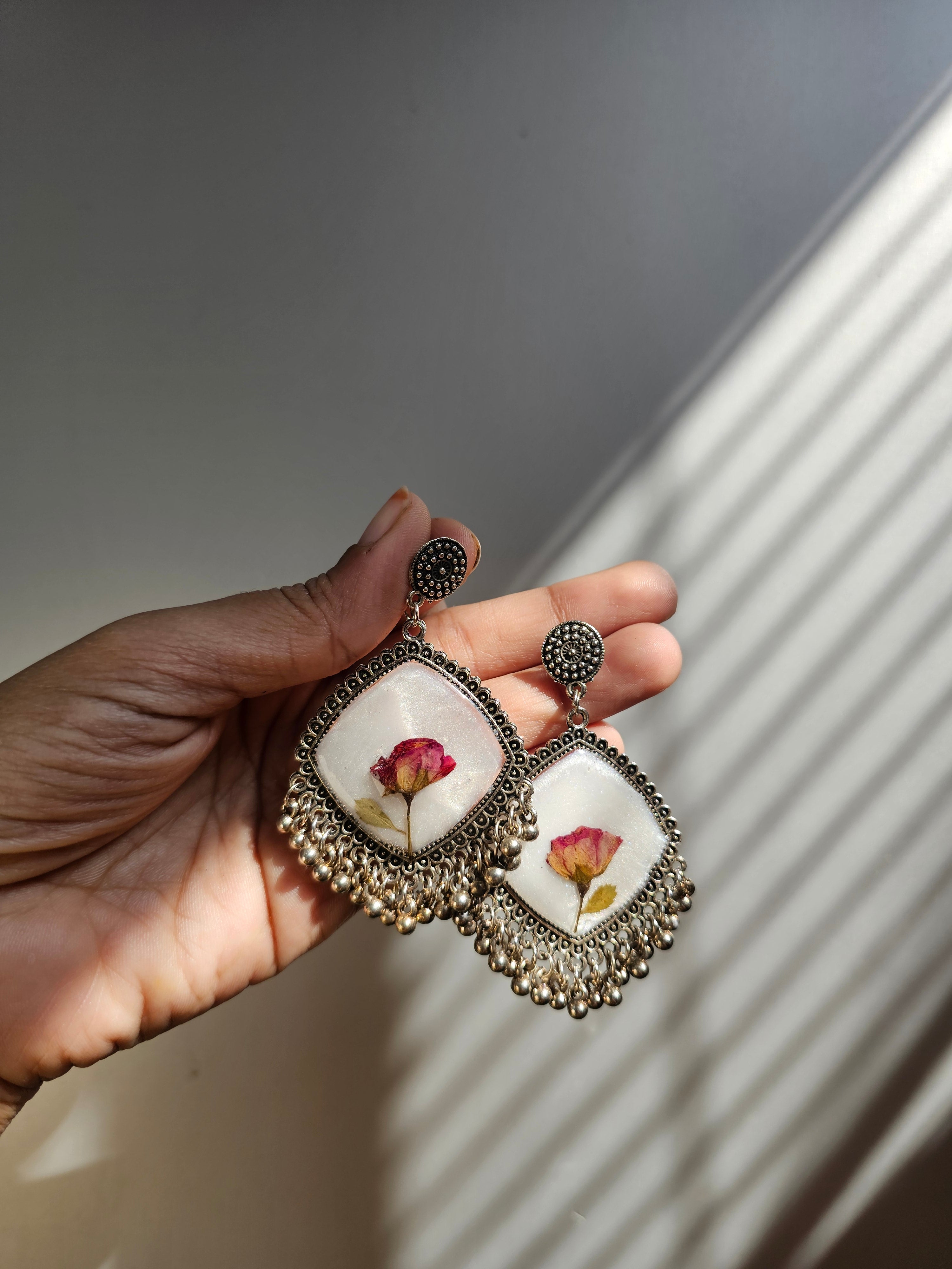 Radiant Resilience: The Fading Rose Jhumka 🌹(gift for new Mom)