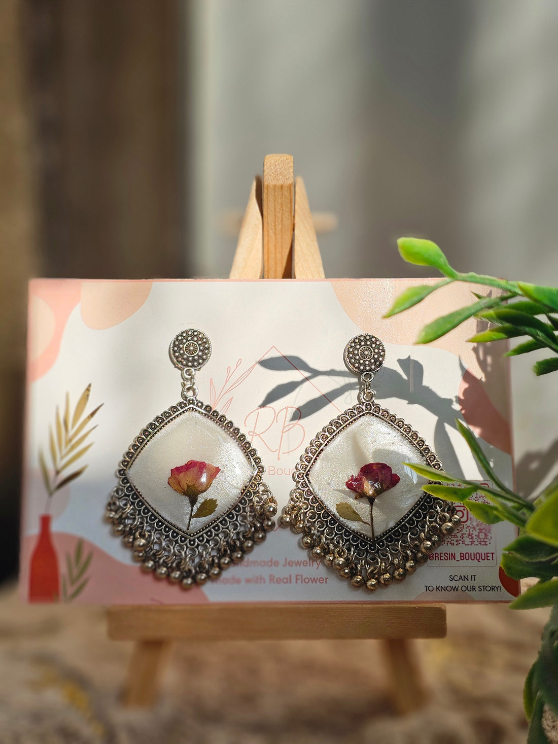 Radiant Resilience: The Fading Rose Jhumka 🌹(gift for new Mom)