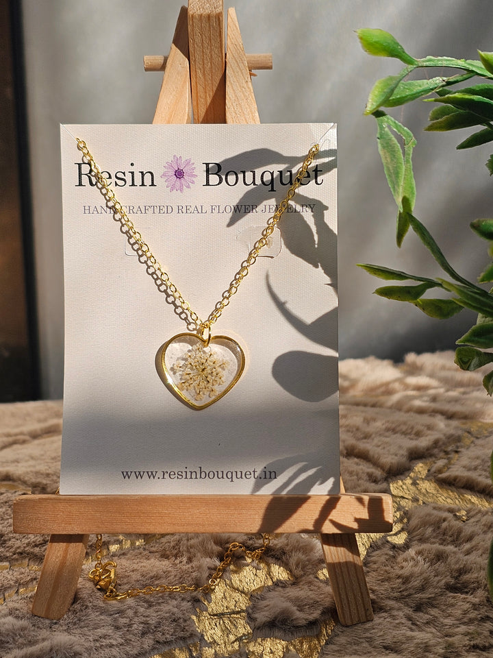 Heart Shape Pendant with White Annes Lace – A Symbol of Pure Love