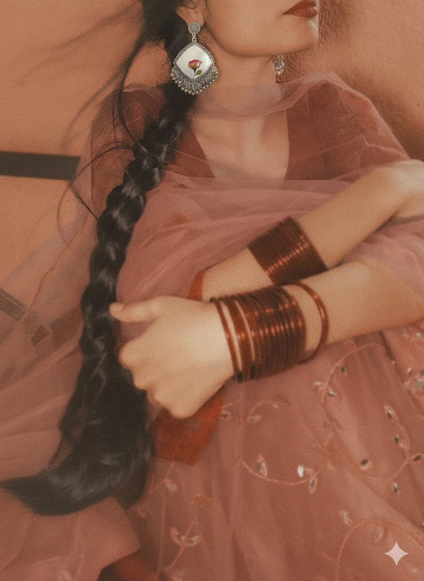 Radiant Resilience: The Fading Rose Jhumka 🌹(gift for new Mom)