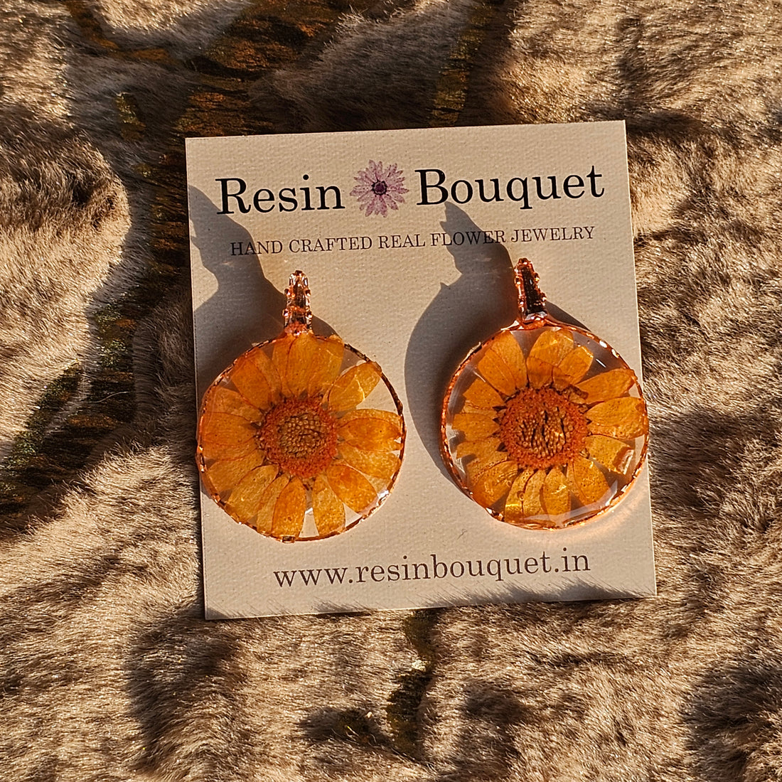 Saffron Daisy Resin Earrings