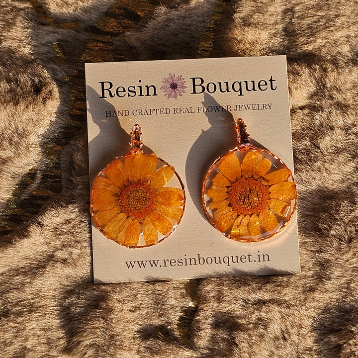 Saffron Daisy Resin Earrings