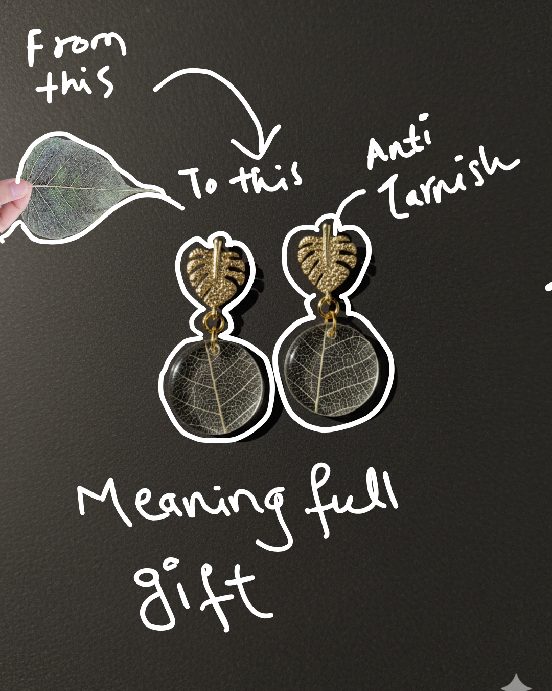 Unbreakable Roots – Banyan Skeleton Leaf Studs( best gift for boss lady)