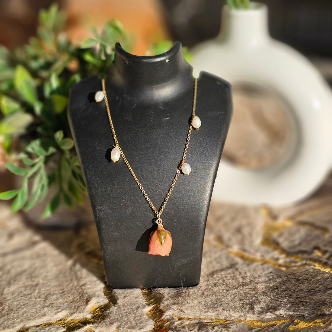 Blossom Pearl Necklace – Real Rose & Pearl